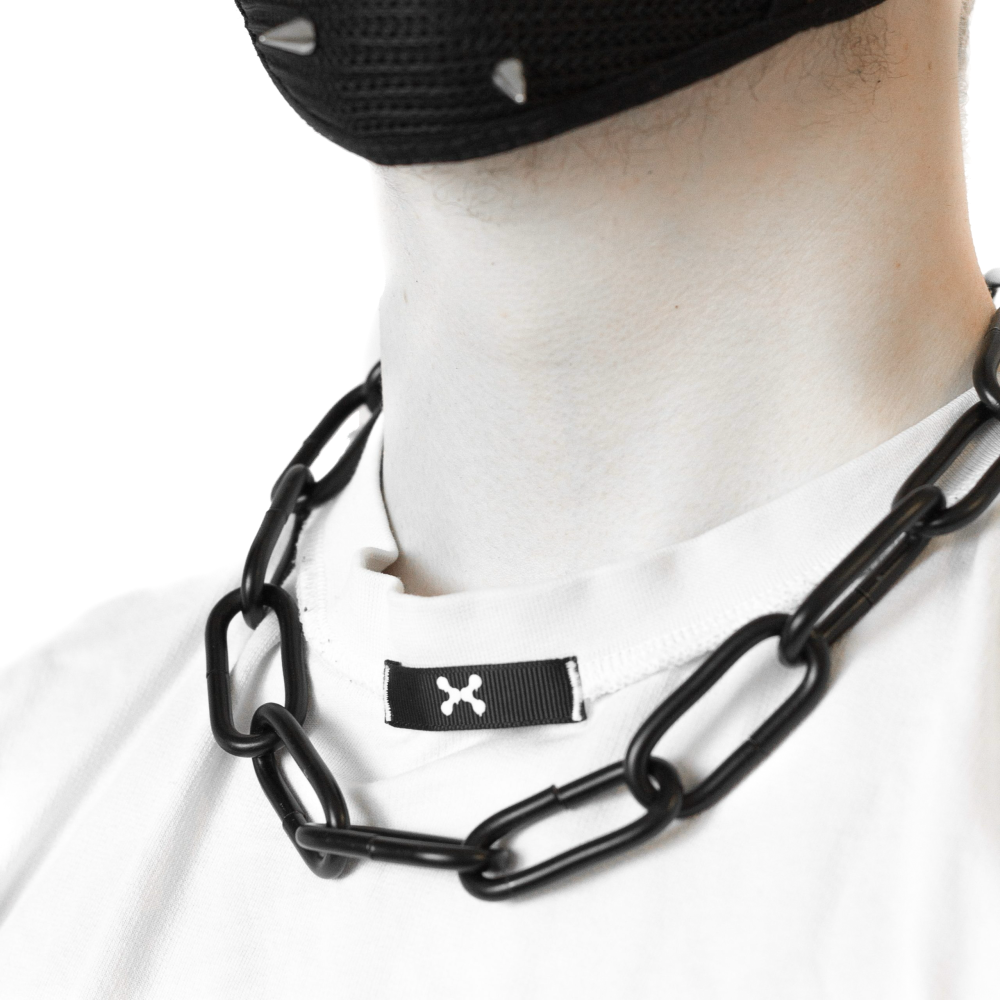 Necklace Black Stainless Steel Silver 5MM
